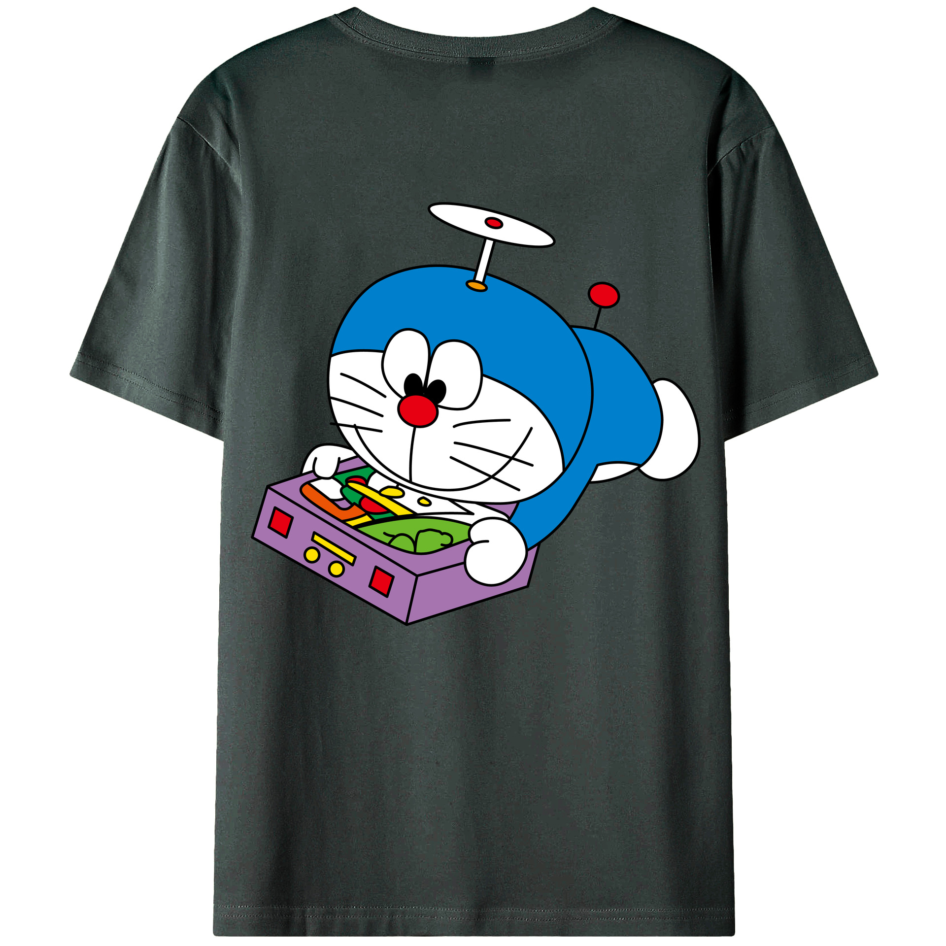 （画像用） ドラえもん Doraemon 綿100％ メンズ半袖Tシャツ（バックプリント） 通気性